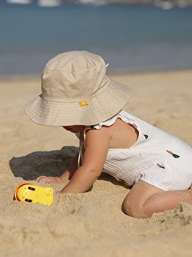 Baby Sun Hat for Boy Girl Toddler Summer Bucket Hat Kids Sun Protection Beach Hat Cotton Baby Hats Light Khaki - Image 4