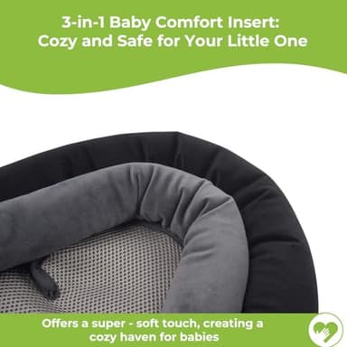 COOLBEBE Upgraded 3-in-1 Babybody Support for Newborn Infant Toddler - Extra Soft Car Seat Insert Cushion Pad, Perfect for Carseats, Strollers, Swings, Black - Image 4