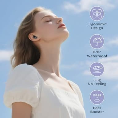 Sleep Earbuds, Mini ANC Wireless Earbuds Bluetooth 5.4 Headphones Deep Bass Stereo, 48H Playtime Ear Buds, 4 ENC Noise Cancelling Mic, In Ear IP7 Waterproof Earphones for Side Sleepers,Touch Control - Image 8