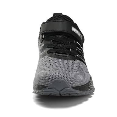 Kids Sneakers for Boys Girls Running Tennis Shoes Lightweight Breathable Sport Athletic Black Grey B Size US 11 Little Kid - Image 4