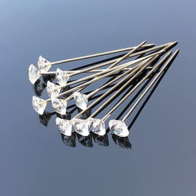 100pcs Corsage Boutonniere Pins 1.5 Inch Bouquet Flower Floral Diamond Rhinestones Pins Crystal Head Clear Straight Pins for Wedding Bridal Hair Accessories Jewelry Decoration DIY Craft Sewing - Image 3