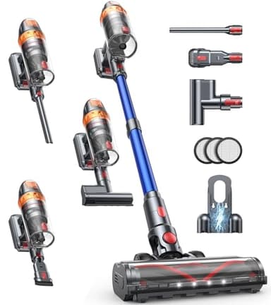 Cordless Vacuum Cleaner, 600W with Extra Mattress Cleaning Tool, 45KPA Stick Vacuum Cleaners for Home 60 Mins Runtime, Self-Standing, Wall Mount Charging, Rechargeable Vacuum for Floor Carpet Pet Hair - Image 1