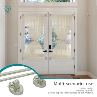 WL.Rocaille Magnetic Curtain Rods for Metal Doors and Window, Multi-Use Adjustable Appliances for Iron and Steel Place, Magnetic Towel Bar 16 to 28 Inch, 2 pack, Champagne - Image 4