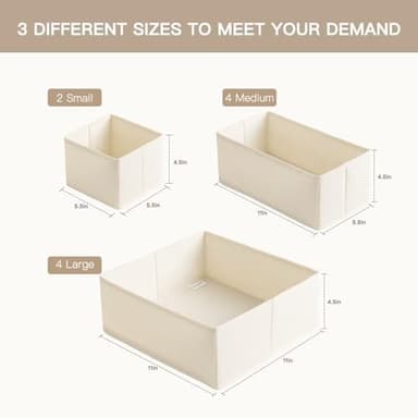 Criusia Drawer Organizer Clothes, 10 Pack Dresser Organizer for Baby Clothes, Underwear, Sock- Foldable Closet Organization and Storage Dividers Bins for Nursery, Bedroom (Beige - Image 4