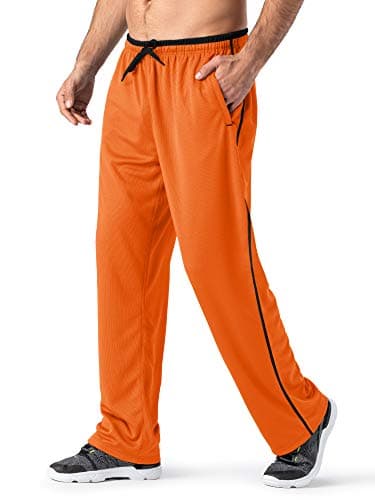MAGNIVIT Men's Sweatpants Athletic Running Gym Training Wind Pants Zipper Sweatpant Orange/Black - Image 1
