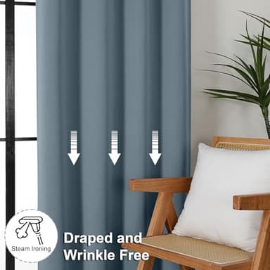 Simplebrand Ava Stone Blue Blackout Curtains for Bedroom 84 Inch Length 2 Panels Set, Solid Thermal Insulated Privacy Living Room Window Treatment Curtains Blackout Drapes, W40 x L84 Inch, Stone Blue - Image 7