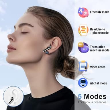 Ai Translation Earbuds Real Time, 3-in-1 Buletooth 5.3 Translator Earbuds with 134 Languages/4 Translation Modes, 48H Headphones Translator with Permanently Valid APP for Travel/Business/Leaning - Image 4