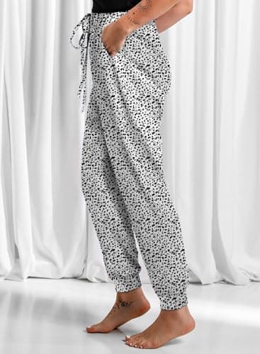 Dokotoo Womens Summer Comfy Casual Loose Breezy Leopard Drawstring Elastic Waist Loose Jogging Jogger Pants Sweatpants for Women with Pockets Large - Image 5