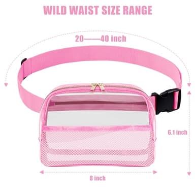 Clear Fanny Pack, Clear Bag Stadium Approved For Women, Waterproof Clear Belt Bag With Adjustable Strap Perfect for Music Festivals, Sports, Concerts And Outdoor Sport Events(Pink) - Image 3