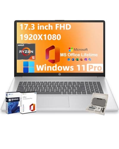 HP 17.3" FHD Laptop for Business & Students - w/External DVD Drive & Office Lifetime License, AMD Ryzen 5 7430U CPU, 250 Nits IPS Display, Webcam, Wifi6, Win 11 Pro (64GB RAM 2TB SSD) - Image 1