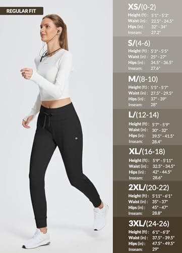 baleaf Women's Petite Fleece Lined Pants Waterproof Joggers Sweatpants High Waisted Leggings Travel Hiking Running Cold Warm Black M - Image 6