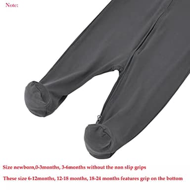 Aablexema Baby Zipper Pajamas Bamboo Rayon, 3pcs Unisex Infant Onesie with Mitten Long Sleeve Footed Pjs(Dark Grey & Olive & Blue,3-6m) - Image 6