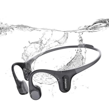 mojawa Run Plus Bone Conduction Headphones, Open-Ear Bluetooth Headphones, 32GB MP3 Player, IP68 Waterproof Swimming Earbuds, Deep Bass, Secure Fit for Running, Gym and Daily Use, Black - Image 1