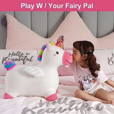 iPlay, iLearn Bouncy Pals Hopping Unicorn Horse, Toddler Girl Inflatable Bouncing Animal Hopper Toy, Outdoor Indoor Plush Ride on Bouncer, Baby Birthday Gift 18 Month 2 3 4 Year Old Kid - Unicorn - Image 7