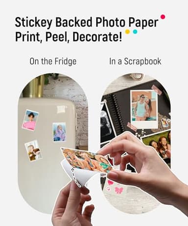 Liene 2x3” Photo Printer, Mini Instant Portable Color Mono Picture Printer Bundle 50 Zink Adhesive Paper, Bluetooth 5.0, Compatible w/iOS & Android, Small Phone Sticker for iPhone, Smartphone, White - Image 6