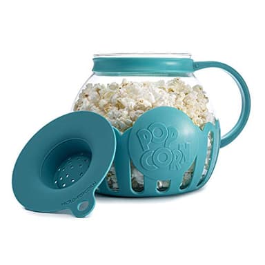 Ecolution Patented Micro-Pop Microwave Popcorn Popper with Temperature Safe Glass, 3-in-1 Lid Measures Kernels and Melts Butter, Made Without BPA, Dishwasher Safe, 3-Quart, Teal - Image 10