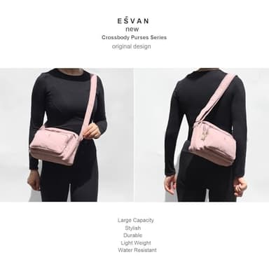 ESVAN Triple Zip Crossbody Bags for Women Fashion Ladies Purse Multi-Pocket Handbags Messenger Shoulder Bag - Image 4