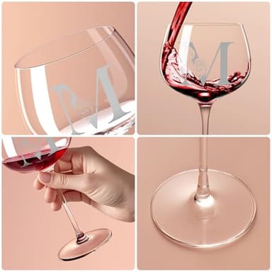 Personalized Gifts for Women, Monogrammed A-Z Wine Glass Customized Gift, Unique Christmas Birthday Gifts for Women Her Mom Friend Sister Wife Daughter Nurse (M) - Image 4