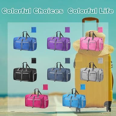 Dimayar 65L Travel Duffle Bag for Men Women - Foldable Duffel Bag with Shoes Compartment - Overnight Bags Waterproof & Tear Resistant(Orange) - Image 8