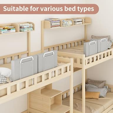Bed Rail, Bed Rail for Toddlers, Kid, Adult, 78.7" Bed Side Rails for Full, Queen, King, Twin, Bunk, Dorm Beds to Prevent Falls, Bed Rails Can be Flexibly Combined, Easy Installation (Gray, 4 Packs) - Image 2