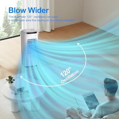 Uthfy 32 Inch Swamp Cooler Air Conditioner, 3 IN 1 Evaporative Air Cooler with 4.2 Gal Water Tank, 4 Mode, 3 Speed, Remote Control, 120° Oscillation, 12 H Timer, Portable AC for Indoor Room, Bedroom - Image 3