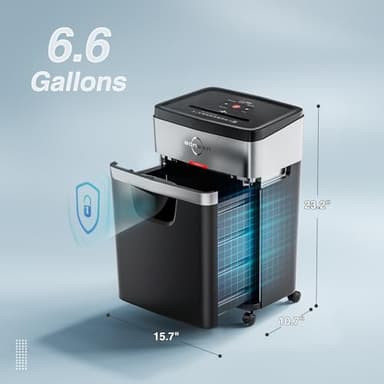 BONSEN Paper Shredder, 20-Sheet 60 Mins Nonstop Heavy Duty Paper Shredder for Office, 60dB Ultra Quiet Cross-Cut Shredder with 6.6 Gals Basket, Anti-Jam CD and Credit Shredder for Home Office (S3104) - Image 5