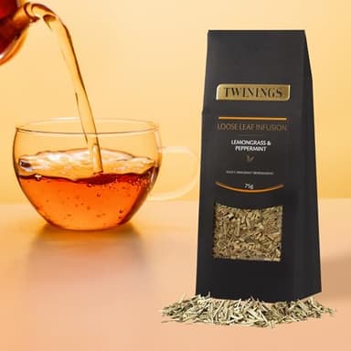 Twinings Lemongrass & Peppermint Loose Leaf Infusion Herbal Tea, 2.65 Ounce (75g) Pouch, Naturally Caffeine-Free, Enjoy Hot or Iced - Image 2