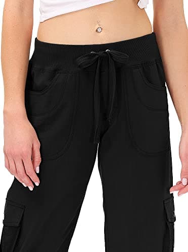 MoFiz Hiking Cargo Shorts for Women Outdoor Quick Dry Athletic Shorts for Boating Camping with Pockets Black - Image 3