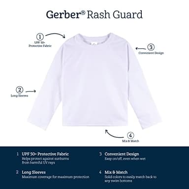 Gerber Unisex Baby Standard Toddler UPF 50+ Long Sleeve Rashguard Swim Shirt, Light Blue, 12 Months - Image 6