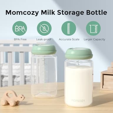 Momcozy Natural Baby Bottle, Wide-Neck, BPA Free Breast Milk Container, Storage Collection Bottle for Fridge & Milk Cooler, Breastfeeding Essential, 10 oz, 4 pcs - Image 2