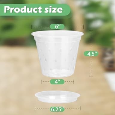 YOPIKUU Orchid Pot, 8 Pack 6 Inch Orchid Pots with Holes and Saucers, Clear Plastic Flower Plant Pot for Indoor Outdoor Plants, Slotted Orchids Planter(6Inch) - Image 3