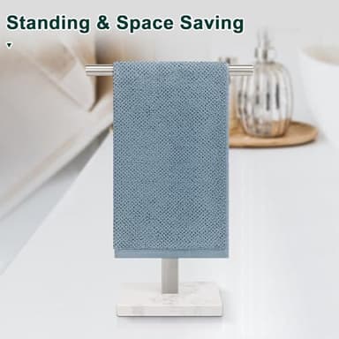 BathAce Hand Towel Holder, T-Shape Hand Towel Stand for Bathroom, Hand Towel Rack Bar Standing for Vanity Kitchen Countertop, 304 Stainless Steel (Marble Base, Brushed) - Image 7