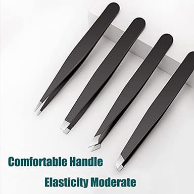 LUDOUPIER [4+1 Pieces] Tweezers Set with Travel Case, Great Precision Upgrade Professional Anti-rust Alloy Tweezers for Women & Men Multi-purpose as Eyebrows Facial Hair Ingrown Hair Removal - Image 5