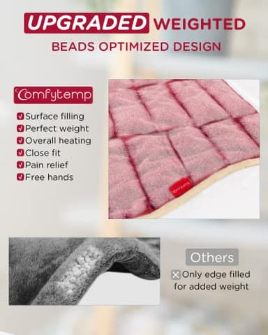 Heating Pad for Neck and Shoulders and Back, Comfytemp Weighted Electric Heat Pad for Pain Relief, 2.6lb Large Heated Wrap, 9 Heat Settings, 11 Auto-Off, Women Men Birthday Gifts Red - Image 3