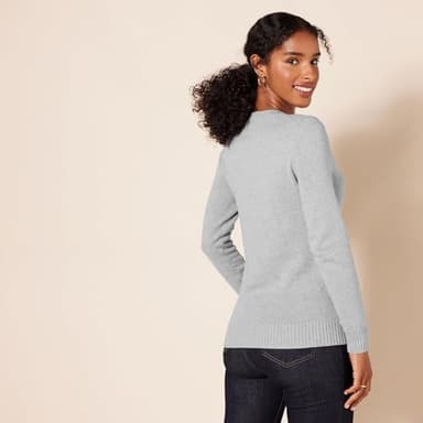 Amazon Essentials Women's Crewneck Sweater, 100% Cotton, Light Grey Heather, Medium, Plus Size Available - Image 3