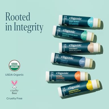 Cliganic Organic Lip Balm Set (6 Flavors) - 100% Natural Hydrating, Moisturizing for Dry Cracked Lips, for Men & Women - Image 6