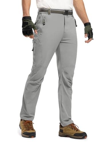 TBMPOY Men's Lightweight Hiking Pants Quick Dry Mountain Fishing Camping Travel Outdoor Pants Thin Light Gray L - Image 3
