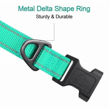 Joytale Reflective Dog Collar, Soft Neoprene Padded, Metal D-Ring, Nylon Pet Collar Adjustable for Extra Large Dogs, Teal, XL - Image 3