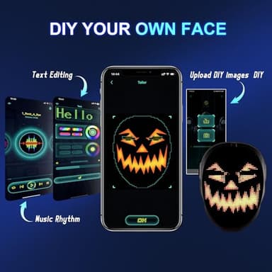 Gootus Face Transforming LED Mask with App Controlled - Halloween Costumes for Kids, Light Up Mask with Gesture Sensing, Boys Toys Gifts for Birthday Costume Christmas - Image 6