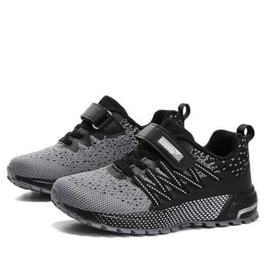 Kids Sneakers for Boys Girls Running Tennis Shoes Lightweight Breathable Sport Athletic Black Grey B Size US 11 Little Kid - Image 8