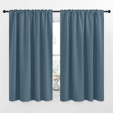 NICETOWN Blackout Curtains Window Drapes - (Smoky Blue Color) 52 inches W by 63 inches L, Set of 2, Blackout Curtain Panels for Boy's Nursery - Image 2