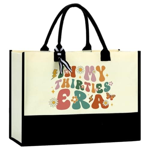 Ajgvf 30th Birthday Decorations for Her 30th Birthday Gifts for Women 30th Birthday Gift Ideas 30 Year Old Birthday Gifts for Women Mom Grandma Sister Friend Wife Coworker with Canvas Tote Bag Blak - Image 1