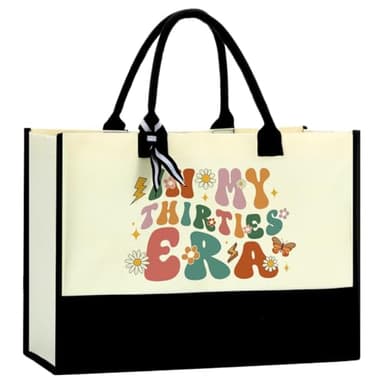 Ajgvf 30th Birthday Decorations for Her 30th Birthday Gifts for Women 30th Birthday Gift Ideas 30 Year Old Birthday Gifts for Women Mom Grandma Sister Friend Wife Coworker with Canvas Tote Bag Blak - Image 1