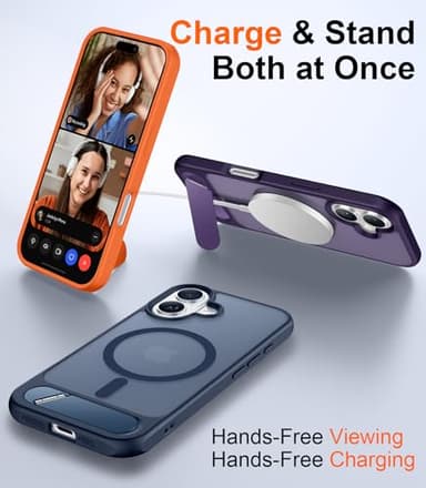 Temdan Magnetic Compatible with iPhone 16 Case, [Built-in Invisible Kickstand][Compatible with MagSafe] [Military Grade Shockproof] Slim Translucent Matte Phone Case for iPhone 16 6.1" - Image 3