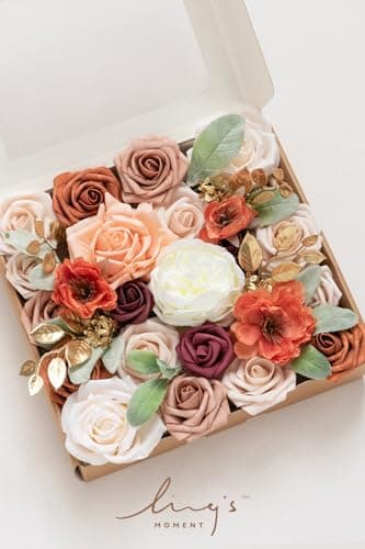 Ling's Moment Terracotta Artificial Flowers Greenery Grand Box Set, Burnt Orange & Pink Fake Flower for DIY Wedding Bridal Bouquet, Centerpieces Decor, Floral Arrangement Decor, etc. - Image 4