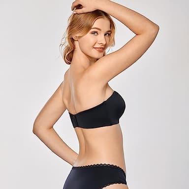 DELIMIRA Women's Strapless Bra Unlined Underwire Minimizer Plus Size Support Black 40DD - Image 4