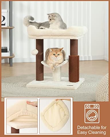 Hoopet cat Tree Tower,cat Scratching Post for Indoor Cats,Featuring with Super Cozy Perch,Cat Self Groomer and Interactive Dangling Ball Great for Kittens and Cats - Image 6