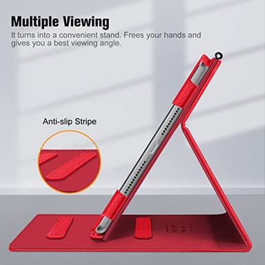 Fintie Case for iPad 9th / 8th / 7th Generation (2021/2020/2019) 10.2 Inch - [Corner Protection] Multi-Angle Viewing Stand Cover with Pocket & Pencil Holder, Auto Sleep Wake, Red - Image 4