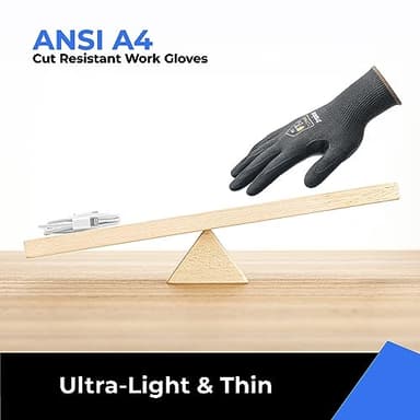 toolant A4 Cut Resistant Work Gloves with Grip, Ultra Thin Safety Glove for Fishing, WoodCarving, Gardening, 1 Pair, X-Large - Image 2