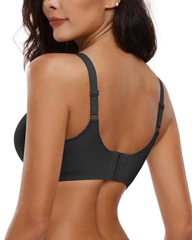 OEAK Womens Wireless Bras Push Up Support Full Coverage Bralettes No Underwire Bra Comfortable Everyday Seamless Tshirt Bras Black XL - Image 9